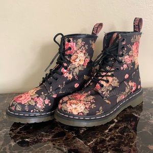 Black Floral Doc Martens boots